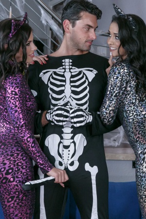 Halloween threesome fun with Abby Lee Brazil & Adriana Chechik